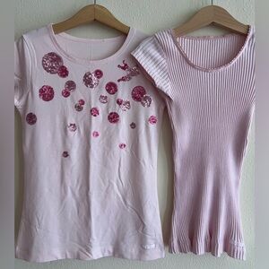 Lili Pink Sequin Kids Tops T Shirts 2pc Set Girl Pink Sequin Size 6 / 7 European